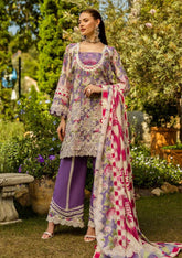 Lawn - Elaf Premium - Print Chikankari 25 - ELK-02A PERIWINKLE