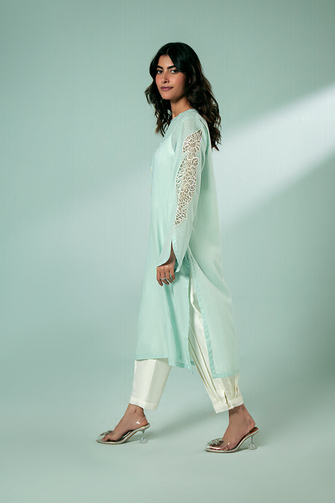 Pret Collection - Fozia Khalid - Basics Vol 3 - Sky Blue Embroidered Kurta