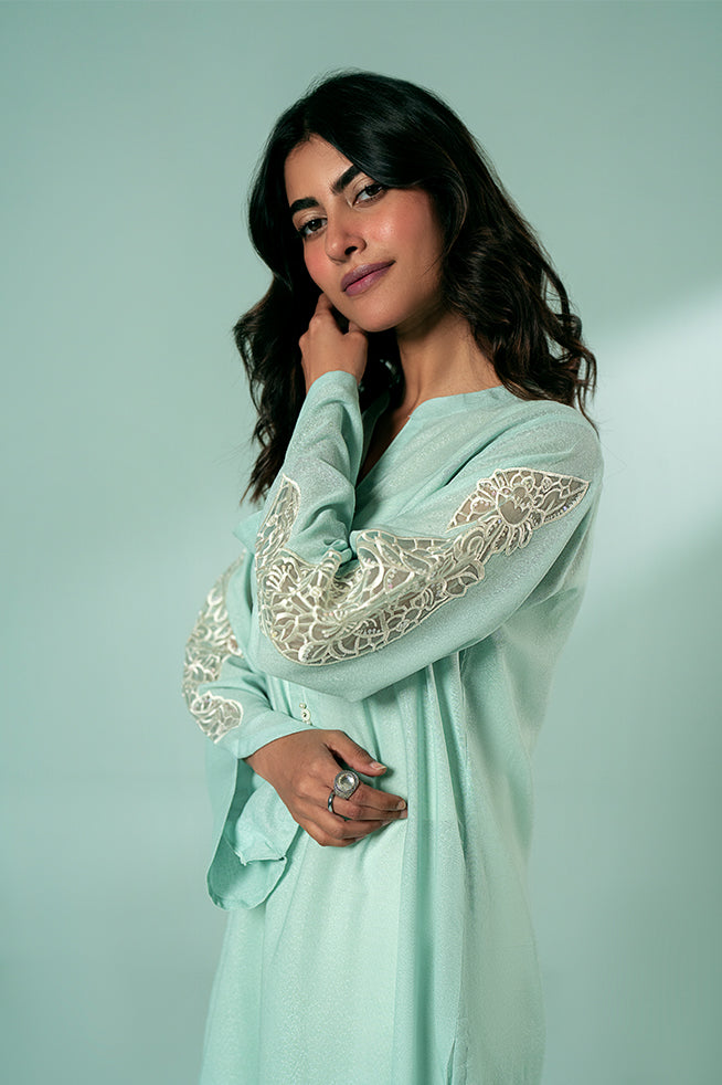 Pret Collection - Fozia Khalid - Basics Vol 3 - Sky Blue Embroidered Kurta