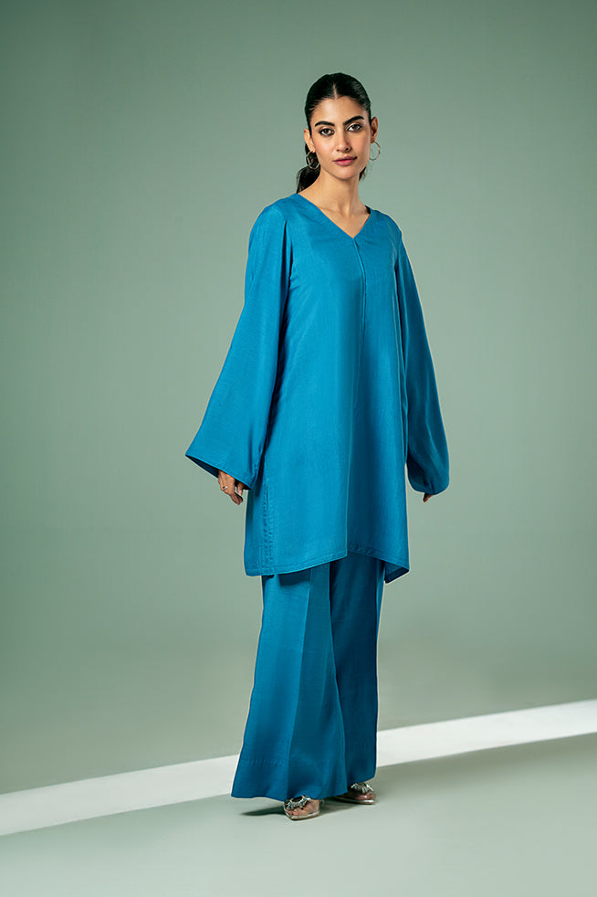 Pret Collection - Fozia Khalid - Basics Vol 3 - Cyan Blue Co-ord Set