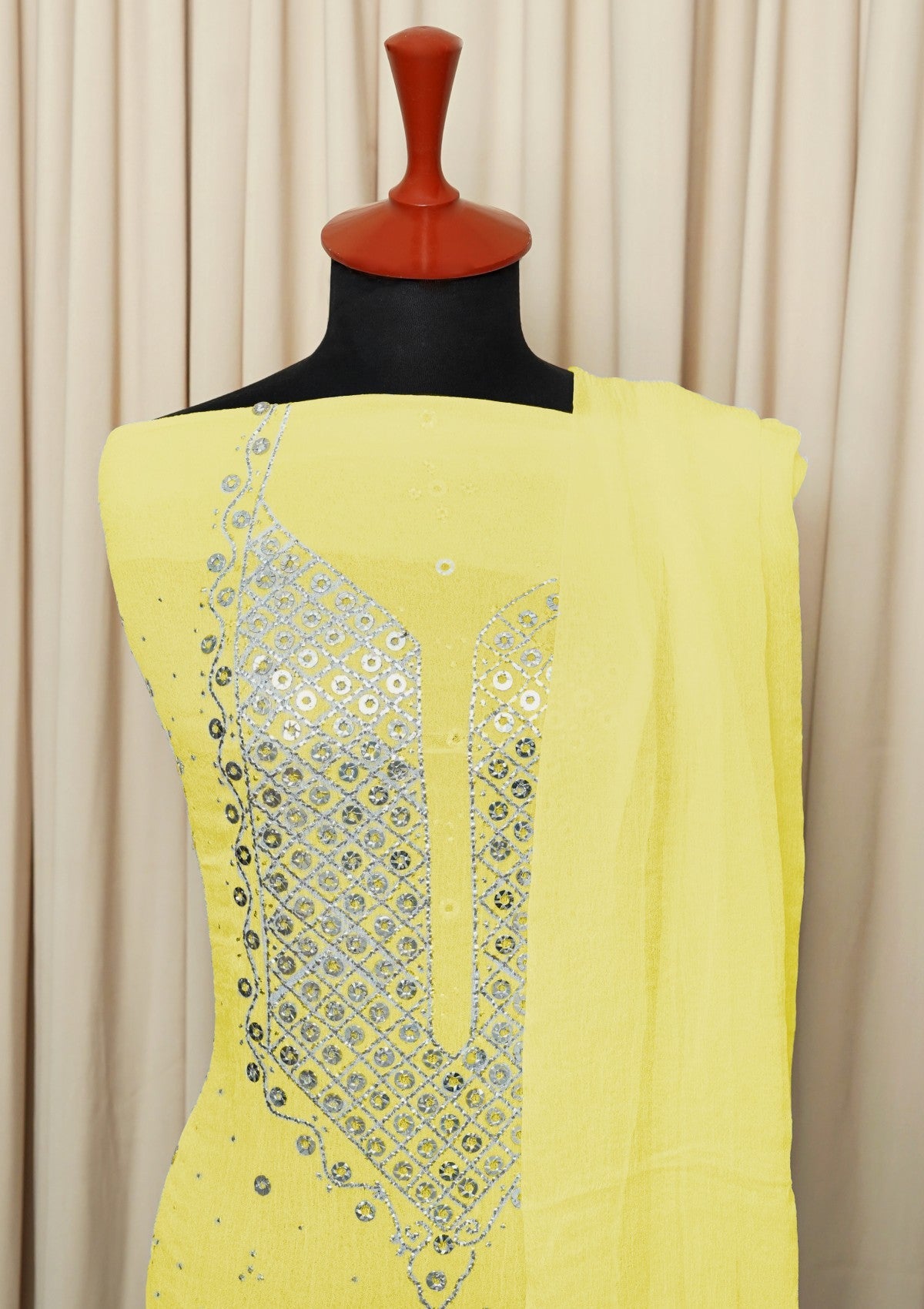 Winter Collection - Riwaj - Bamber Chikankari W/ Mukesh Work - Yellow(B)