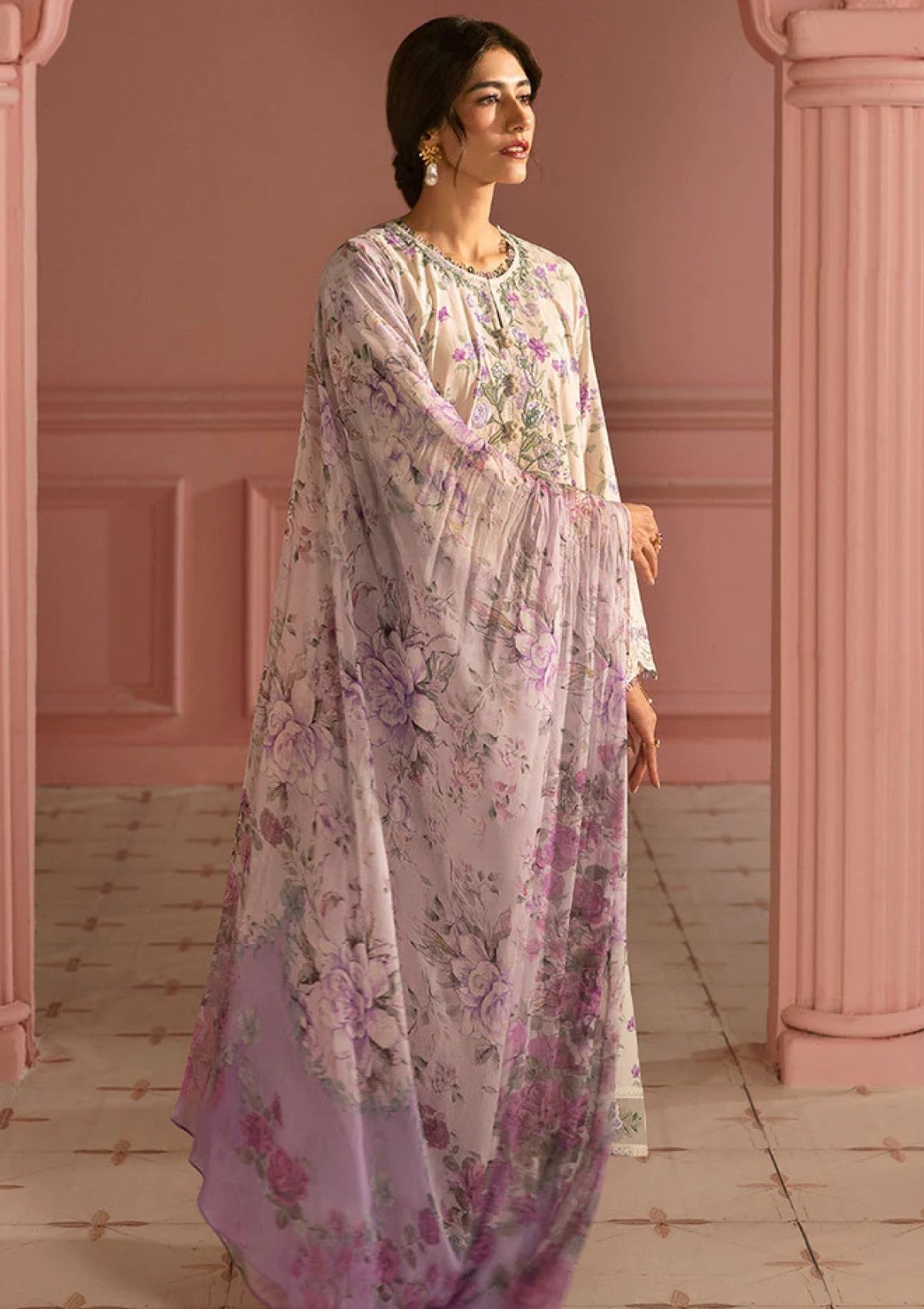 Lawn - Cross Stitch - Unstitched Premium 25 - LILAC BLOOM