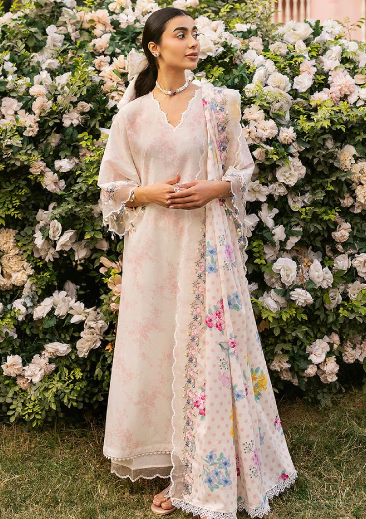 Lawn - Cross Stitch - Unstitched Premium 25 - PASTEL BLOOM