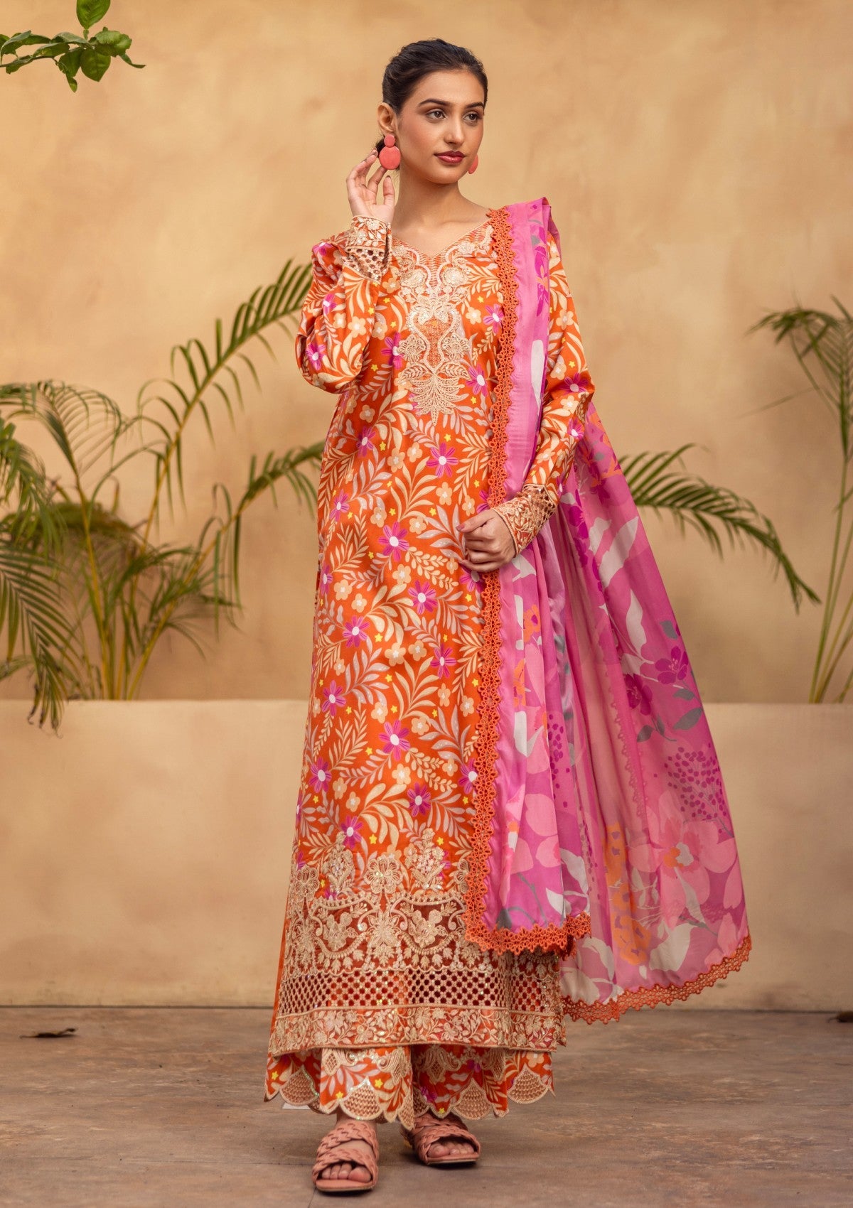 Lawn - Rubaaiyat - Print Melody 25 - RPM#11 - Rustry Orange