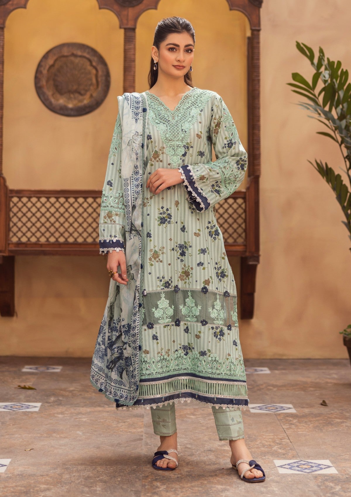 Lawn - Rubaaiyat - Print Melody 25 - RPM#02 - Aqua Green