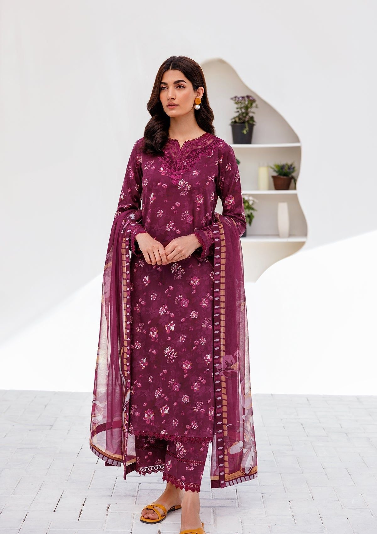 Lawn Collection - Farasha - Printed Essentials - Lush Berry