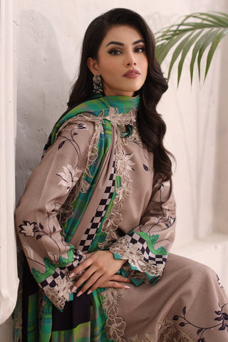 3-Pc Embroidered Linen Shawl Suit Collection CVW4-02