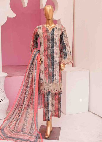 WCKE-003-3 Piece Embroidered Stitched Suit